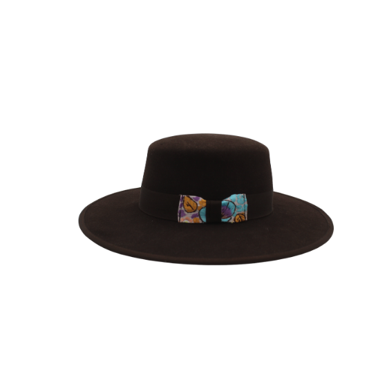 12 Sombrero de Lana Fina de Borrego con Bordado Multicolor de Pensamientos