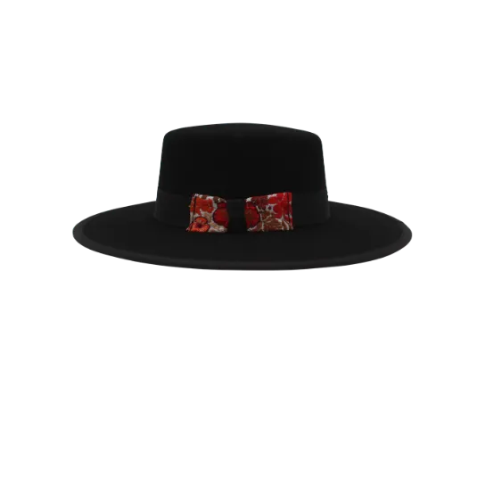 2 Sombrero de Lana Fina de Borrego con Bordado de Pensamientos