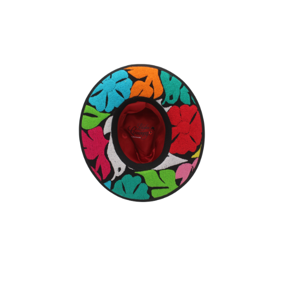 34 Sombrero de Lana Fina de Borrego con Bordado Multicolor Técnica Tuxtepec