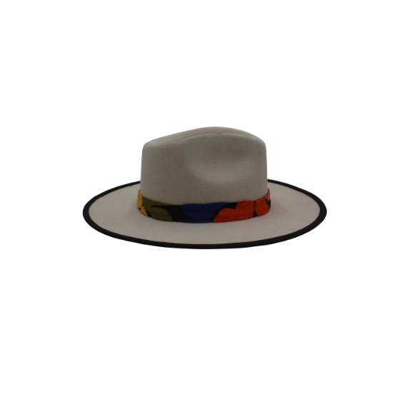 37 Sombrero de Lana Fina de Borrego con Bordado Multicolor Técnica Tuxtepec