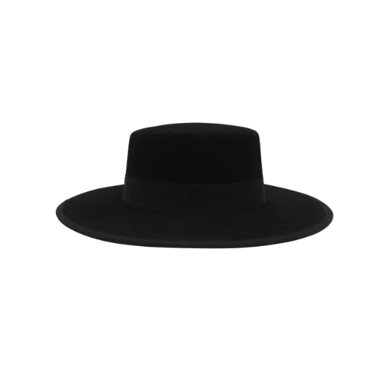 4 Sombrero de Lana Fina de Borrego con Bordado de Pensamientos
