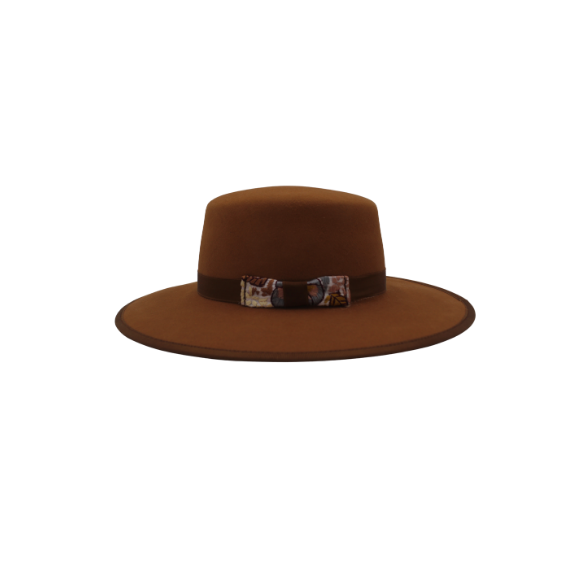 7 Sombrero de Lana Fina de Borrego con Bordado Floral de Pensamientos