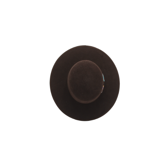 9 Sombrero de Lana Fina de Borrego con Bordado Multicolor de Pensamientos