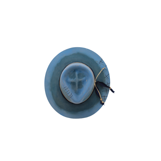 Sombrero Exclusivo de Lana Fina de Borrego Azul Jaspeado