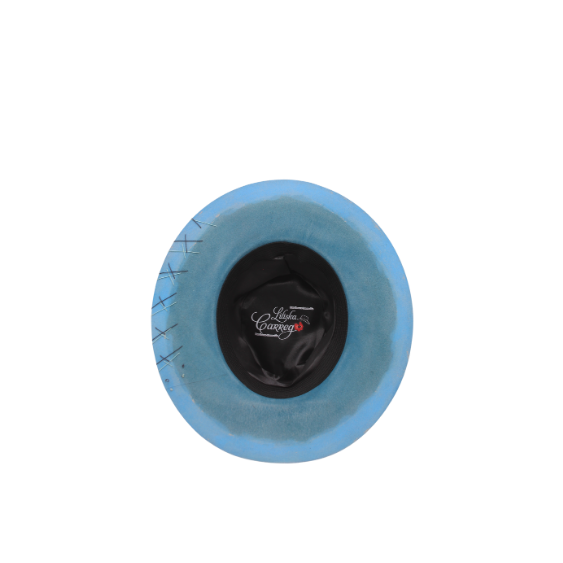 Sombrero Exclusivo de Lana Fina de Borrego Azul Jaspeado