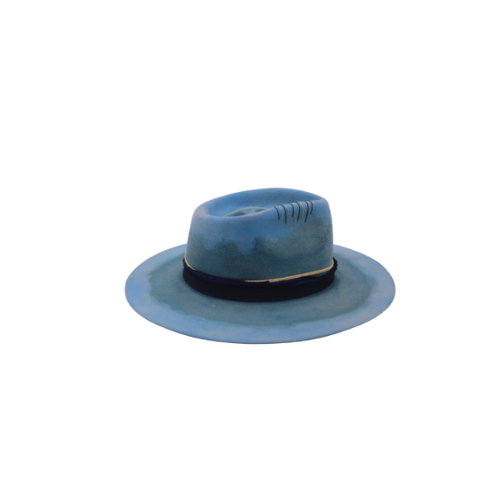 Sombrero Exclusivo de Lana Fina de Borrego Azul Jaspeado