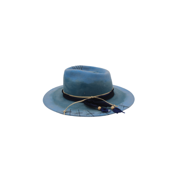 Sombrero Exclusivo de Lana Fina de Borrego Azul Jaspeado
