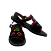 27 Huarache Forrado en Tela Satinada con Deshilado de Danzantes y Bordado Multicolor
