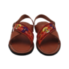 3 Huarache de Piel Tradicional Cruzado con Bordado Deshilado de la Danza de la Pluma
