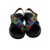 Huarache de Piel Tradicional Cruzado con Bordado Deshilado de Pirámides