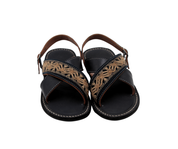 Huarache de Piel Tradicional Cruzado con Bordado Deshilado Nacional
