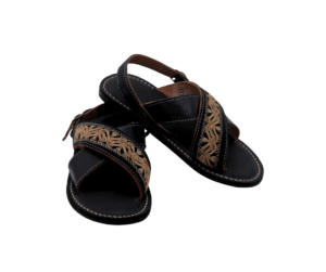 49 Huarache de Piel Tradicional Cruzado con Bordado Deshilado Nacional