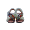 54 Huarache de Pelo de Conejo con Bordado Modelo Tradicional Cruzado