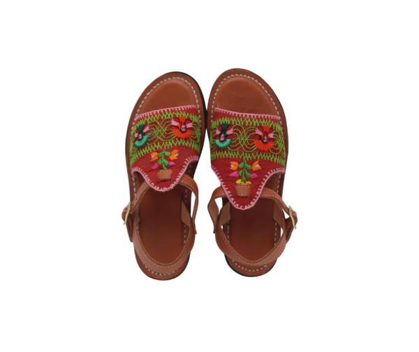 Huaraches de Piel con Bordado Deshilado Danza de la Pluma