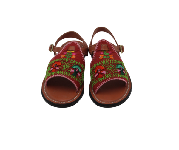 Huaraches de Piel con Bordado Deshilado Danza de la Pluma