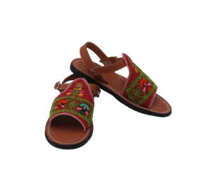 Huaraches de Piel con Bordado Deshilado Danza de la Pluma