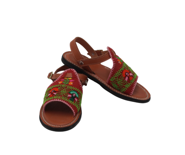 Huaraches de Piel con Bordado Deshilado Danza de la Pluma
