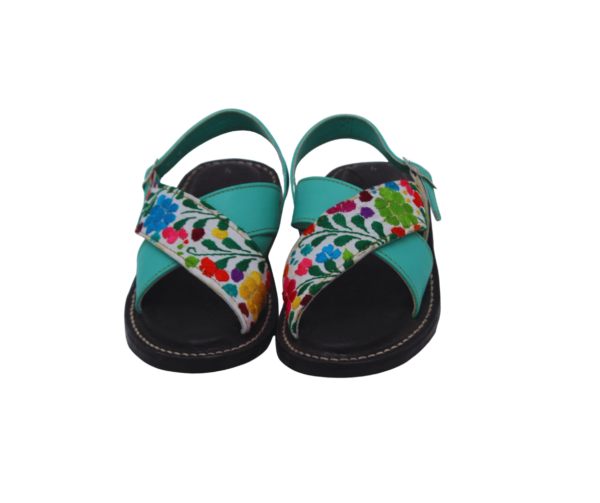 75 Huarache de Piel Tradicional Cruzado Bordado a Mano