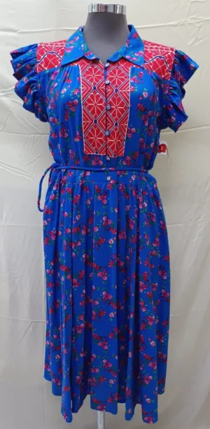 Vestido artesanal bordado en rayón
