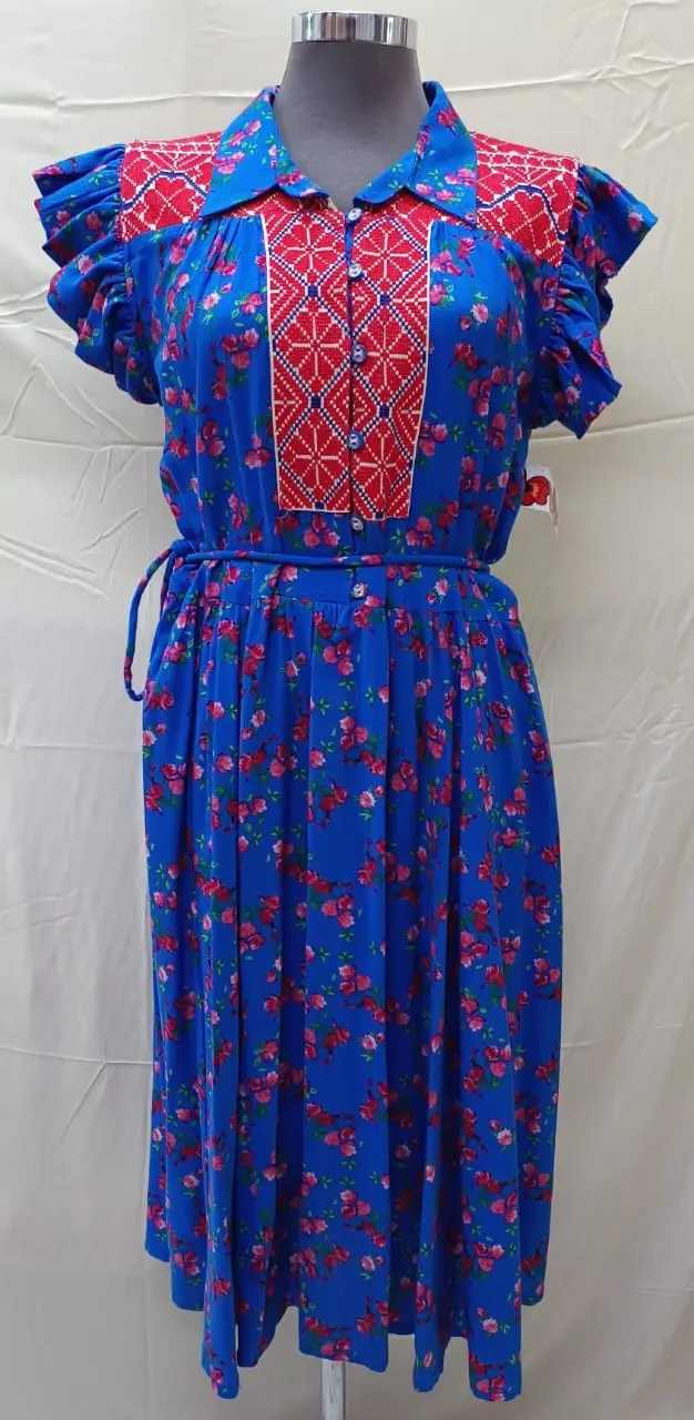 Vestido artesanal bordado en rayón