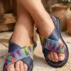 Huarache de Piel Tradicional Cruzado con Bordado Deshilado de Pirámides