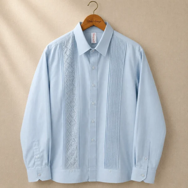 Guayabera Manga Larga con Randa de Semilla