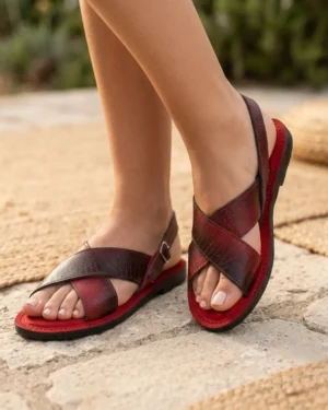 Huarache Artesanal de Piel con Textura de Serpiente