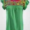 Blusa Deshilada Margaritas Manga Amplia