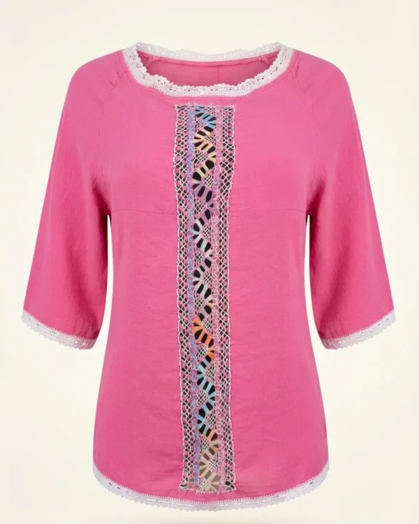 Blusa Deshilada Nacional Multicolor en Tonos Pasteles