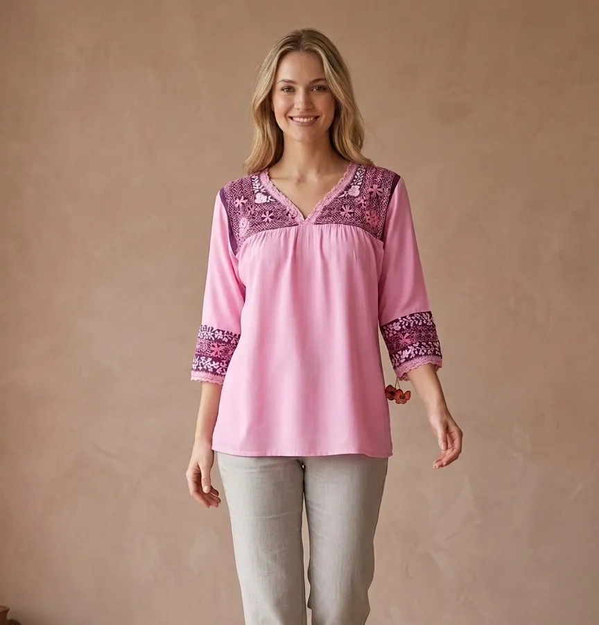 blusa deshilado de margaritas cajon completo