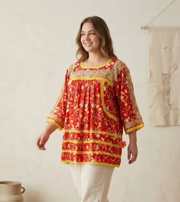 WhatsApp Image 2026-06-06 at 4.34.32 PM (5) blusa deshilado en nacional sobre tela estampada