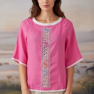 Blusa Deshilada Nacional Multicolor en Tonos Pasteles
