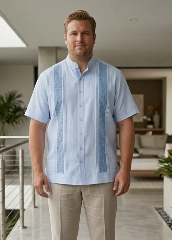 Camisa cuello Mao con randa de semilla