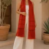Rebozo artesanal de seda Rojo Terracota