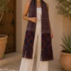 Rebozo de Seda Vino con Azul Marino