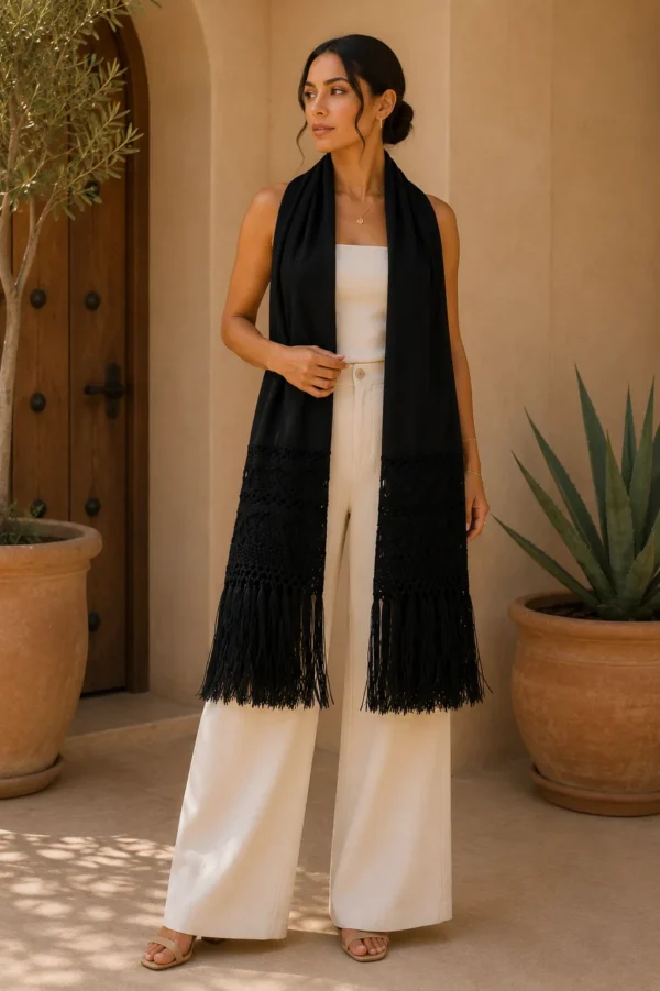 Rebozo de Seda Negro