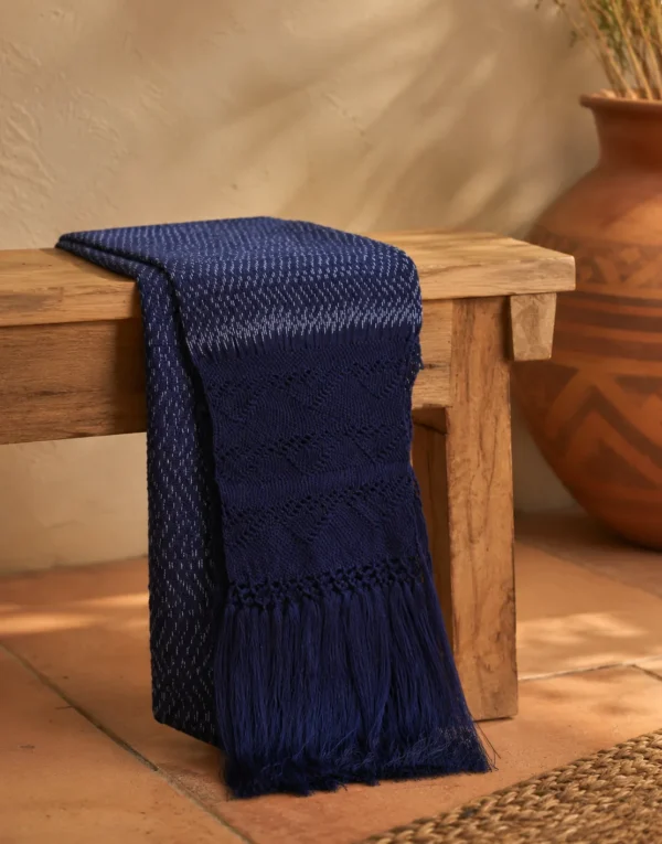 Rebozo de Seda Azul Índigo