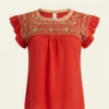 Blusa Deshilada Margaritas Manga Amplia