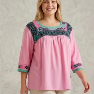 Blusa con Cajón y Puños Deshilado Nacional