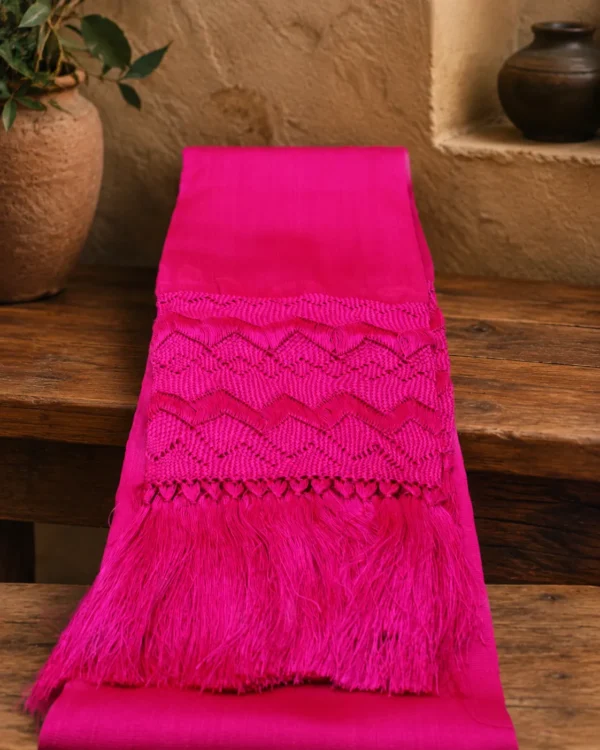 Rebozo de Seda Rosa Mexicano