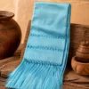Rebozo artesanal de seda Azul Turquesa