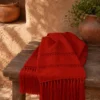 Rebozo artesanal de seda Rojo Terracota