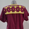 Vestido tela vino con bordado punto de cruz