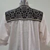 Vestido punto de cruz tela lino jaspeado hueso