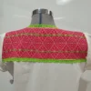 Vestido tela manta con bordado rojo chillón