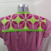 Vestido algodón vino jaspeado punto de cruz