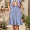 Vestido punto de cruz lumbago con colores