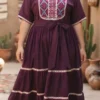 vestido coctel largo bordado punto de cruz