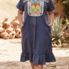 Vestido punto de cruz marino bordado colores