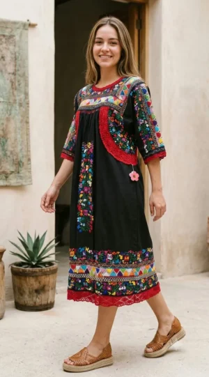 WhatsApp Image 2026-10-12 at 12.42.45 PM Huipil tradicional tipo Tambalache con rombos multicolor